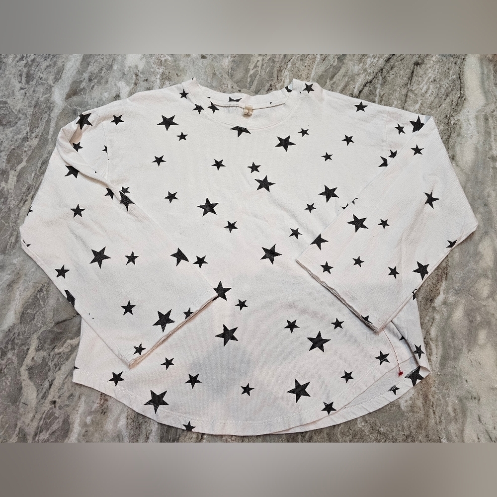 Wishlist White Star Print Cotton Tee Shirt Size Small